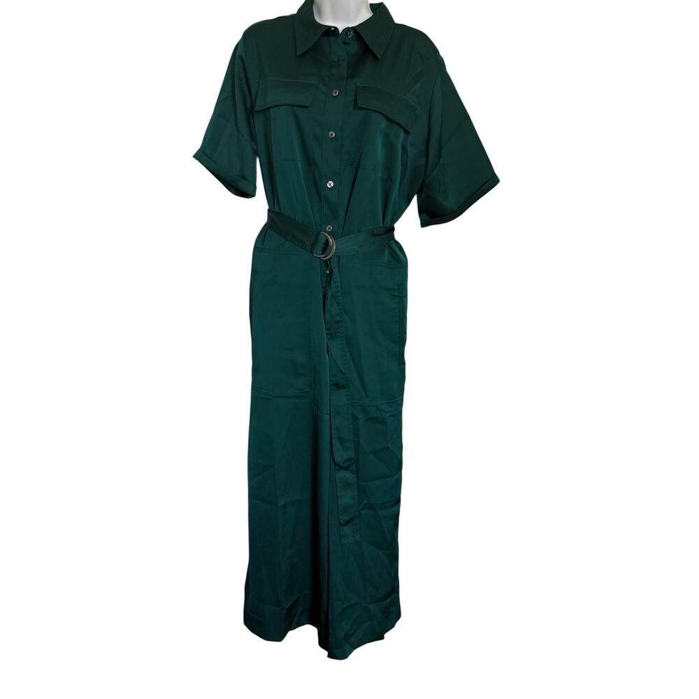 Banana Republic Utility Shirt Green Belted Jumpsuit  L